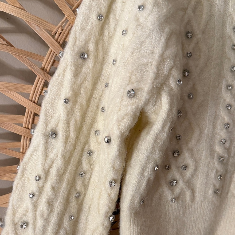 Zara Cream Cable Knit Sweater with sparkle detail - Picture 4 of 4